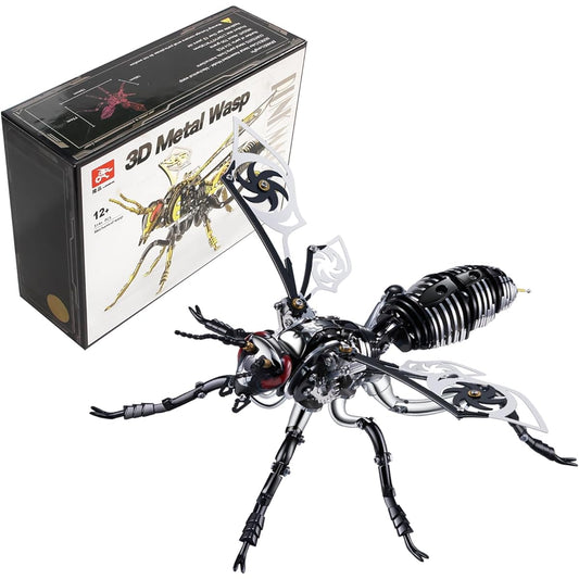 3D Metal Puzzle Hornet Model Kit: Mechanical Metal Puzzle for Adults Challenging DIY Building Blocks (Steel + Black)