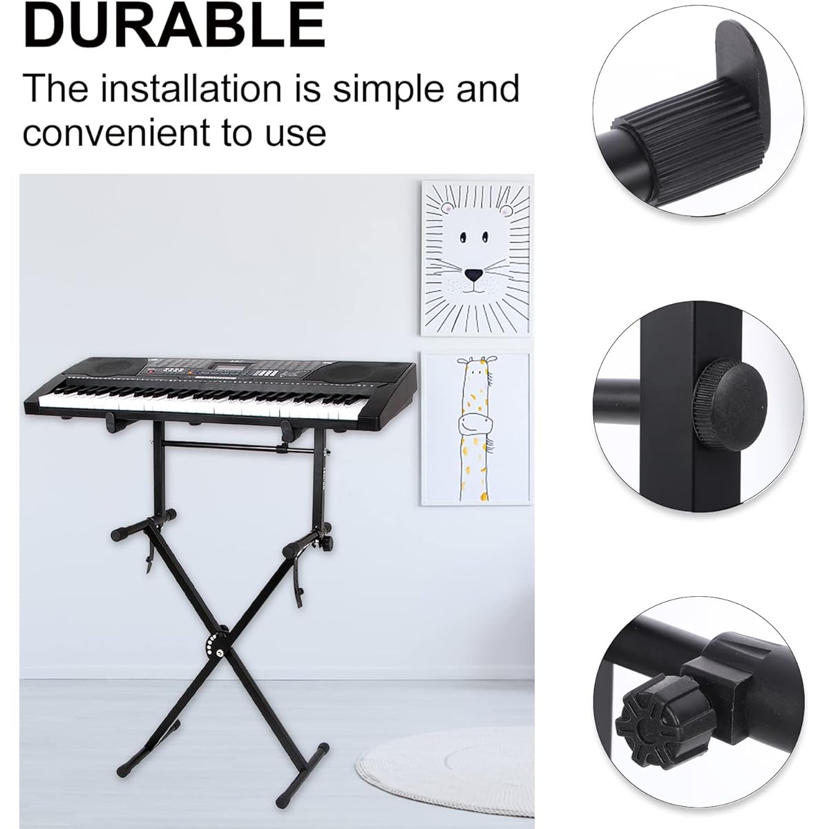 EXCEART Piano Keyboard Stand Universal Iron Art Electric Organ Piano Rack Portable Professional Music Stand Home Shop Compatible