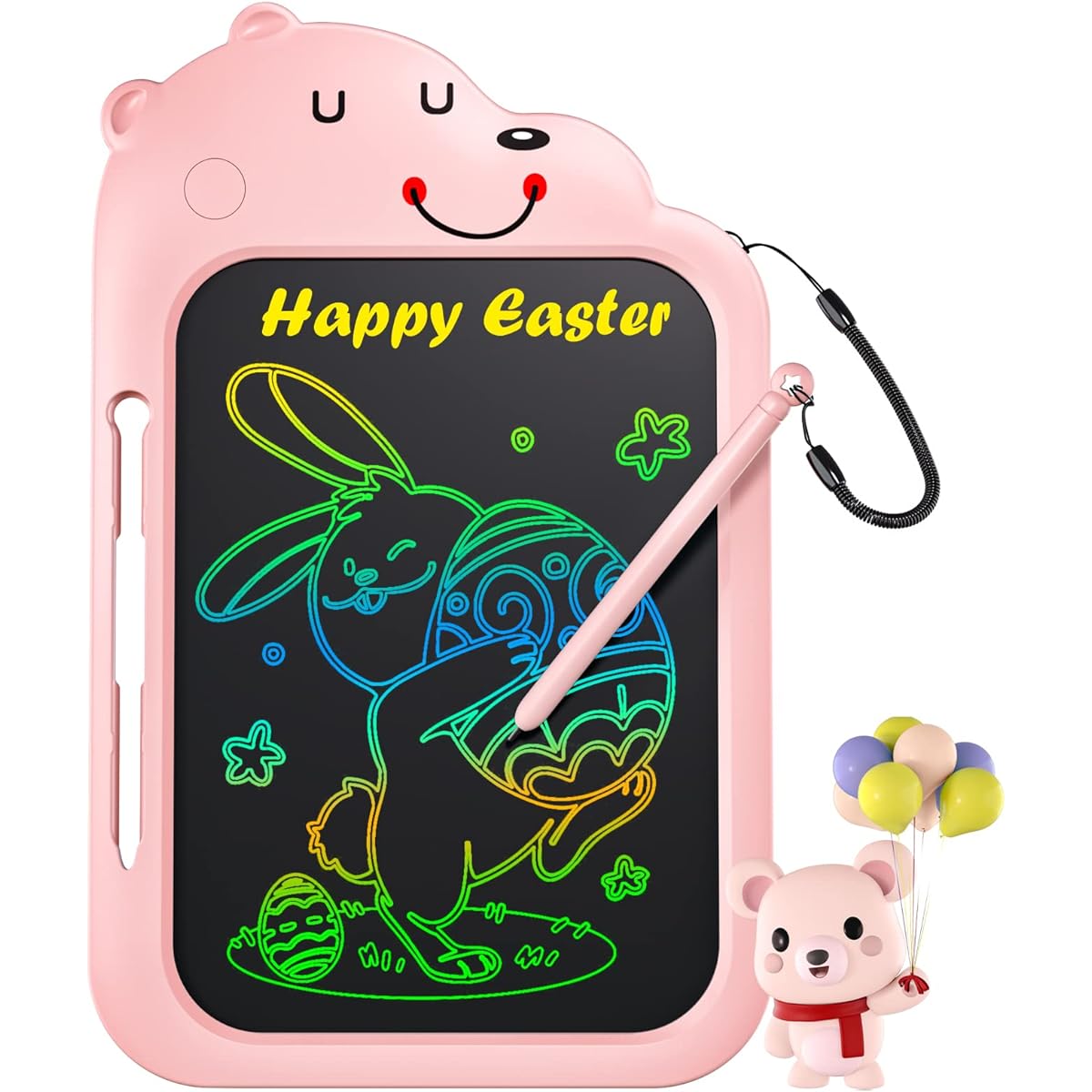 LCD Writing Tablet 8.5 Inch Bear Shape Colorful Doodle Board Drawing Pad for Kids Drawing Tablet Girls Toys 6-8 Years Old Educational Kids Toys 3 4 5 6 7 8 Years Toddler Girls Boys Toys