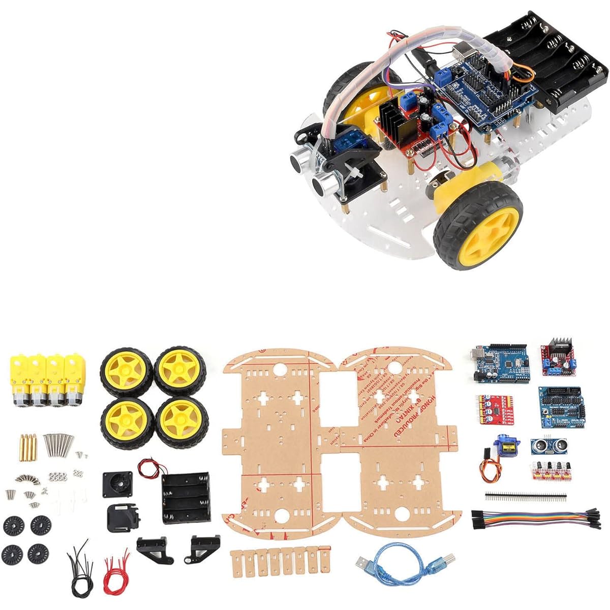 DIY Smart Robot Car Chassis Kit, 4WD Tracked Motor Robot Smart Car Platform with Motor Wheel and Battery Box for DIY Smart RC Robot Car Learning Kit