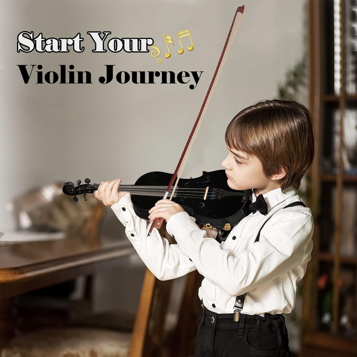 BELANITAS Violin 4/4 Full Size Fiddle Set Acoustic Violin Children Adult String Instrument Beginner Student Hard Case, Violin Ribbon, Rosin, Black