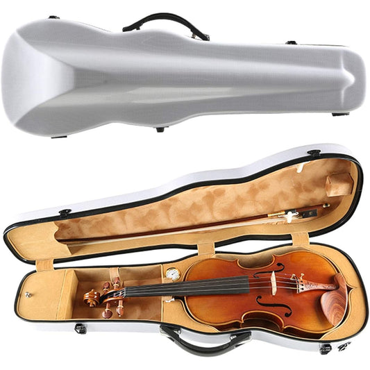 Violin Case Violin Piano Case Hard Shell Appearance Carbon Fiber Glass Fiber Musical Instrument Accessories Sturdy Lightweight Pressure Resistant (Color: White, Size: 3/4)