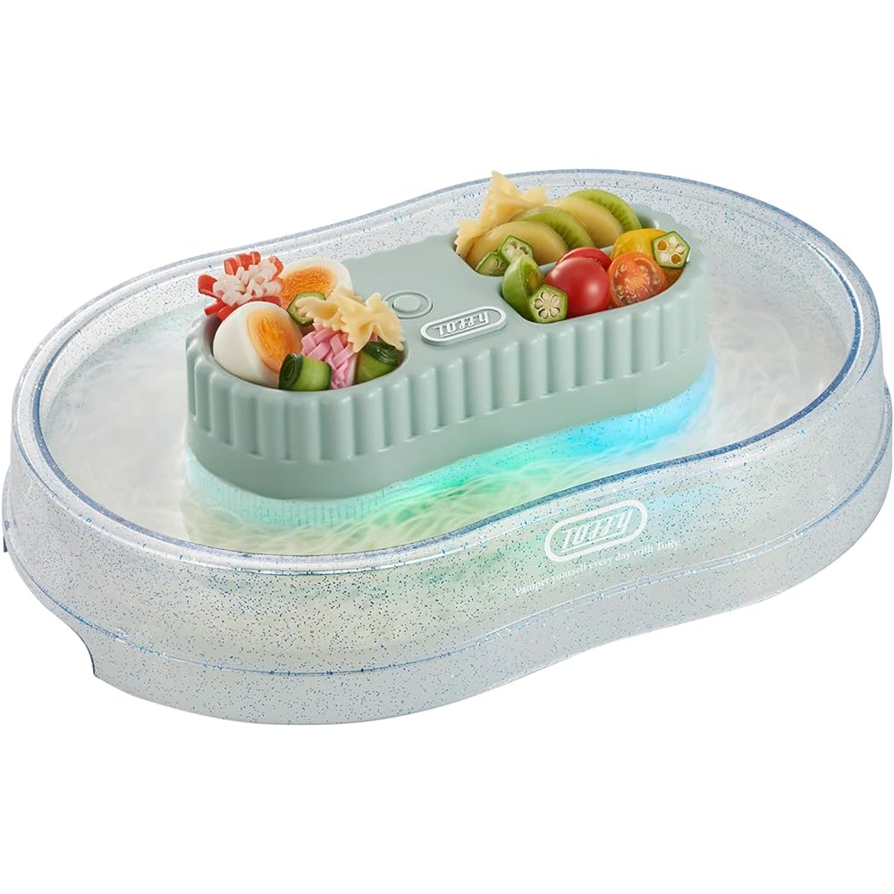 [Toffy] Sparkling Nagashi Somen Maker K-NS2 (Pale Aqua) with LED Light, Dry Battery, Sparkling, Cute, Outdoor, Party, Camping, BBQ, Built-in Ice Case, Retro K-NS2-PA