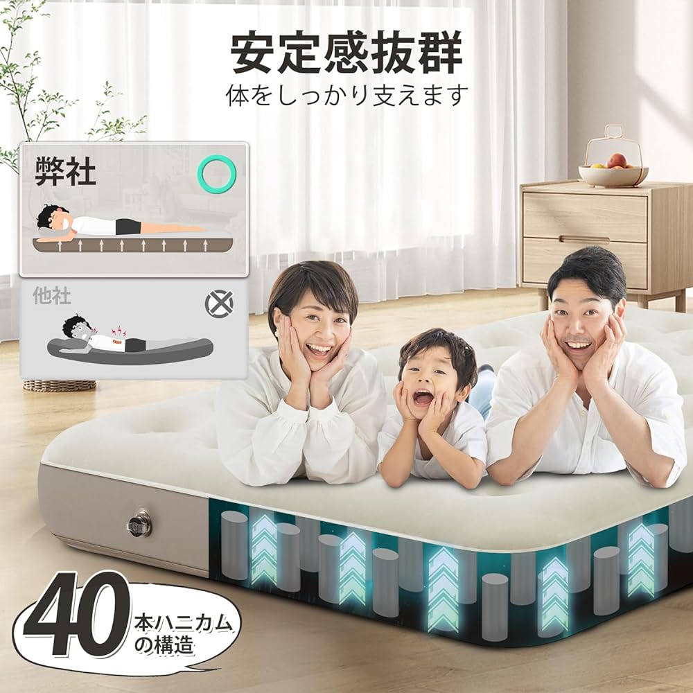Kotesoto Electric Air Bed, Built-in Electric Pump, Load Capacity 300kg, Double Disaster Prevention Goods, Electric Air Mat, Automatic Inflation, Volume Air Bed, Camping, Disaster Use, Mattress, Compact, Home Use, For Guests, Spare Bed, Sleeping in the Ca