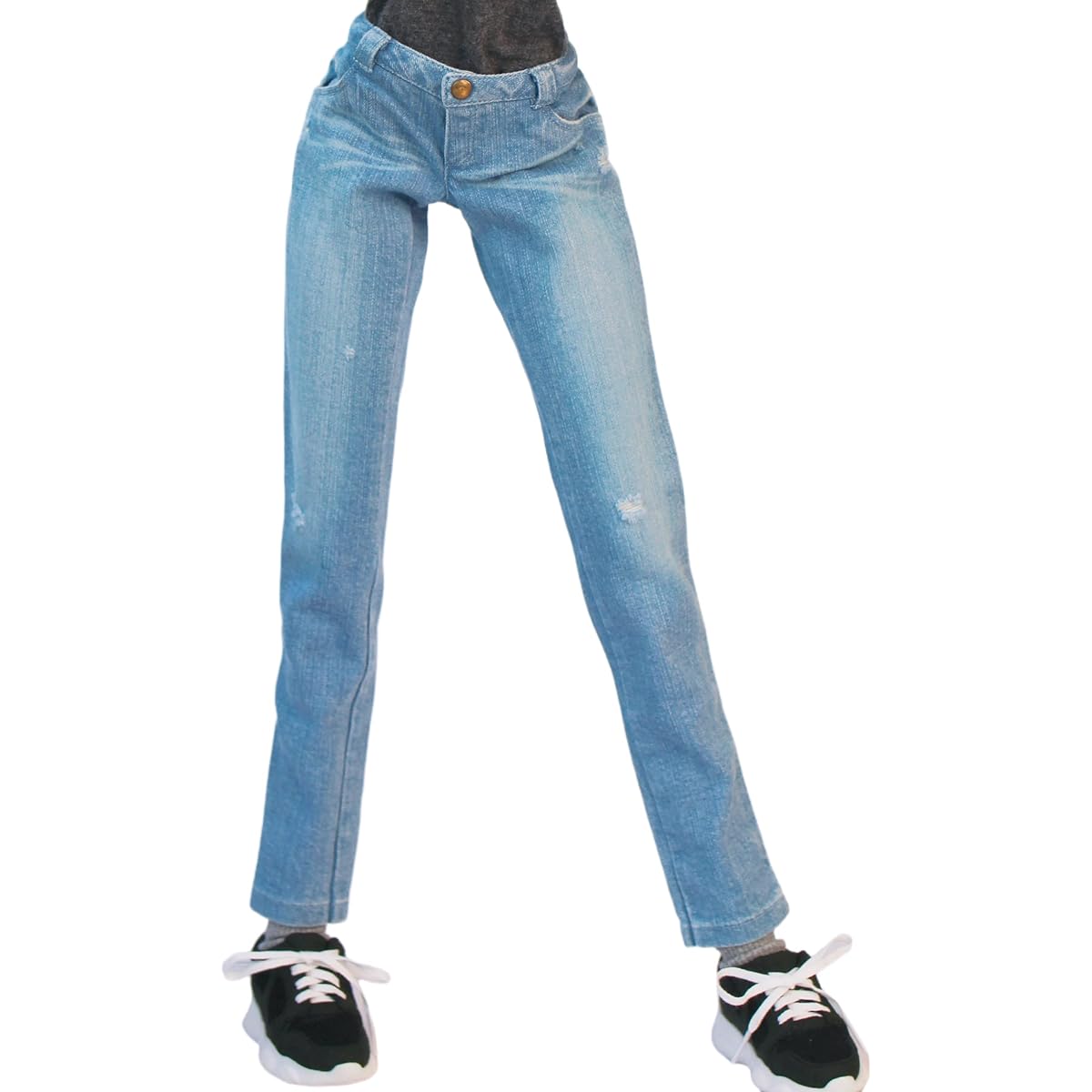 [Petite Marie] 1/3 DD compatible Okayama processing distressed boyfriend jeans light blue KOJIMA processing jeans distressed processing low rise roll-up stretch denim vintage processing 60cm doll BJD doll clothes [Petite Marie] [No.0131]