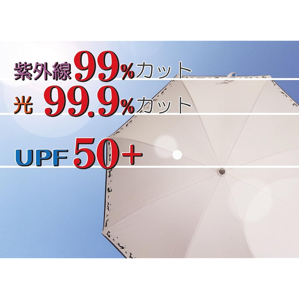 Okamoto Harajuku Store Parasol for both rain and shine, cat pattern (99% UV shielding rate / resin color coating) 50cm (UV protection/light shielding/heat shielding) long umbrella, hand-opening umbrella, lightweight