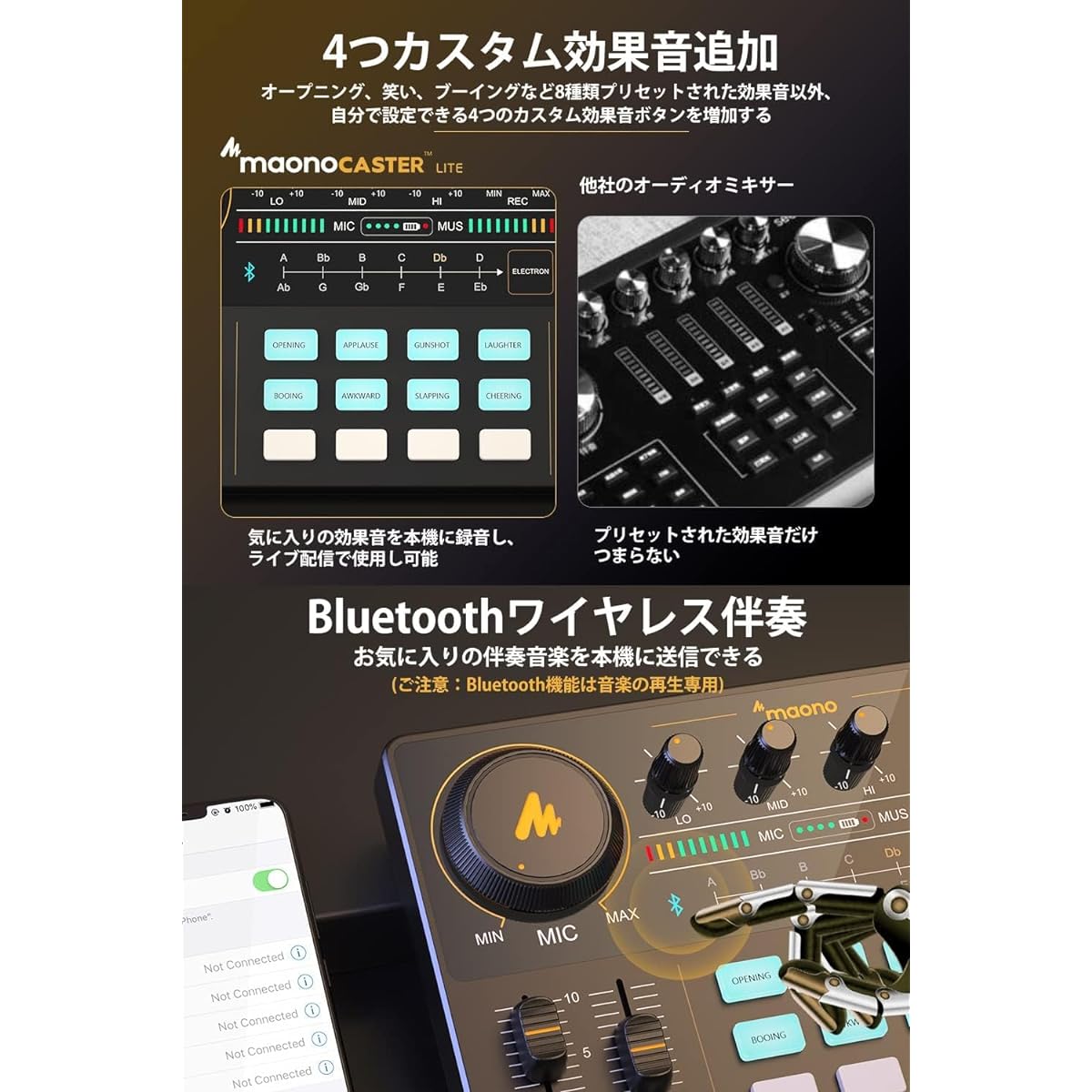 Podcast Stereo Mixer 3.5mm Audio Interface Portable Compact Distribution Equipment with 25MM Large Capsule Microphone Suitable for live broadcasting such as YouTube Tiktok Facebook, guitar practice Compatible with Android ios Windows mac OS (AU-AM200-S6)