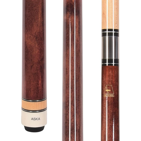 ASKA L3 Unwrapped Pool Cue Stick 58" Hard Rock Canadian Maple, 13mm Hard Tip, 5/16x18 Stainless Steel Joints Mahogany 19oz