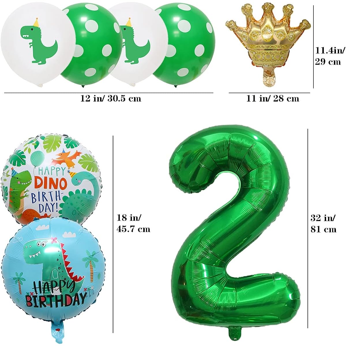 Dinosaur Birthday Balloons - Dinosaur Party Decorations for 1st Year Old Dinosaur Balloon Set for Boy or Girl Birthday Party Supplies (2nd Birthday)