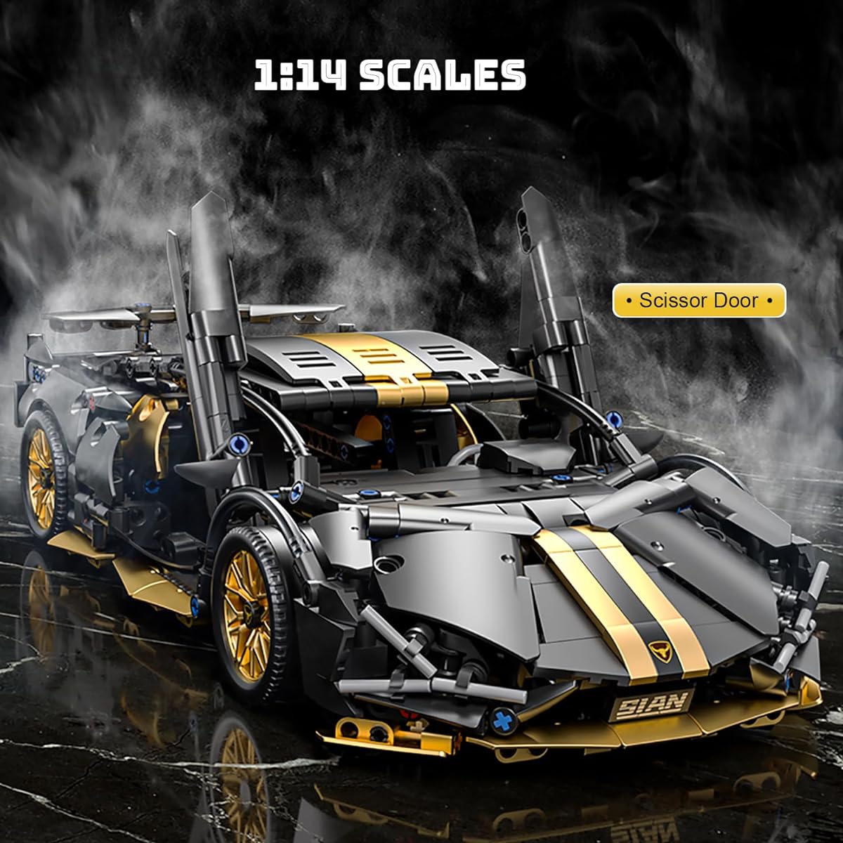 Chodia Sports Race Car Building Blocks Set for Adults Boys Black Racing Supercar Toy Kit Collectibles 1:14 MOC Model Construction Birthday Gifts for Men Teens Age 8-12 12-16,8 9 10 11 12 13 14 14+