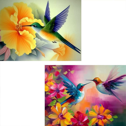 GIEAAO Paint by Number Kit 2 Pack for Students Beginners Oil Painting Flowers and Birds Canvas DIY Oil Painting Kit with Paint Brush and Acrylic Pigment for Art Craft Home Wall Decor (16x20 Inch)