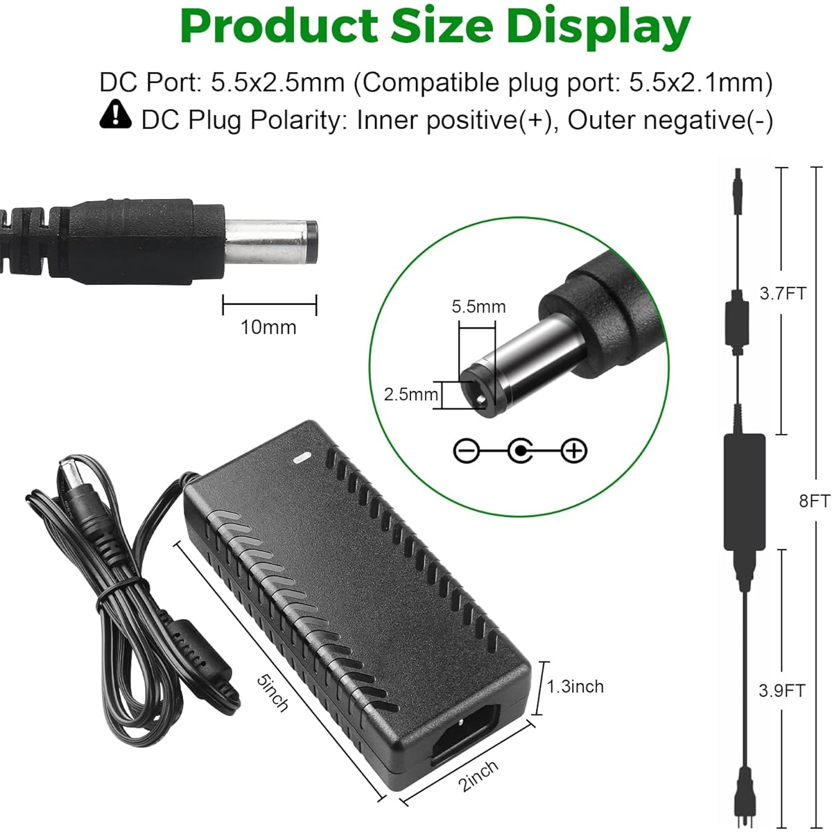 LeTaoXing 12V 7A Power Supply AC 100-240V 50/60Hz to DC 12V 7A Power Adapter 5.5x2.5mm 12 Volt Transformer 12V/7A 84W Universal Switching Power Adapter