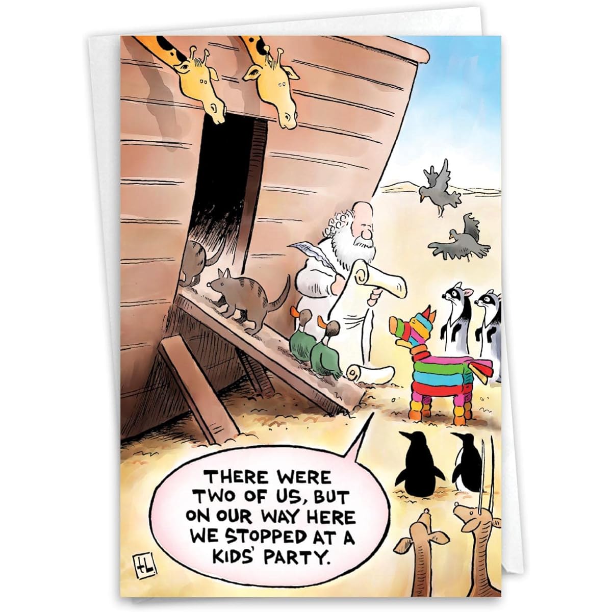 NobleWorks Cheerful Birthday Paper Cards with 5" x 7" Envelopes (1 Card) BdayArk Pinata C7951BDG