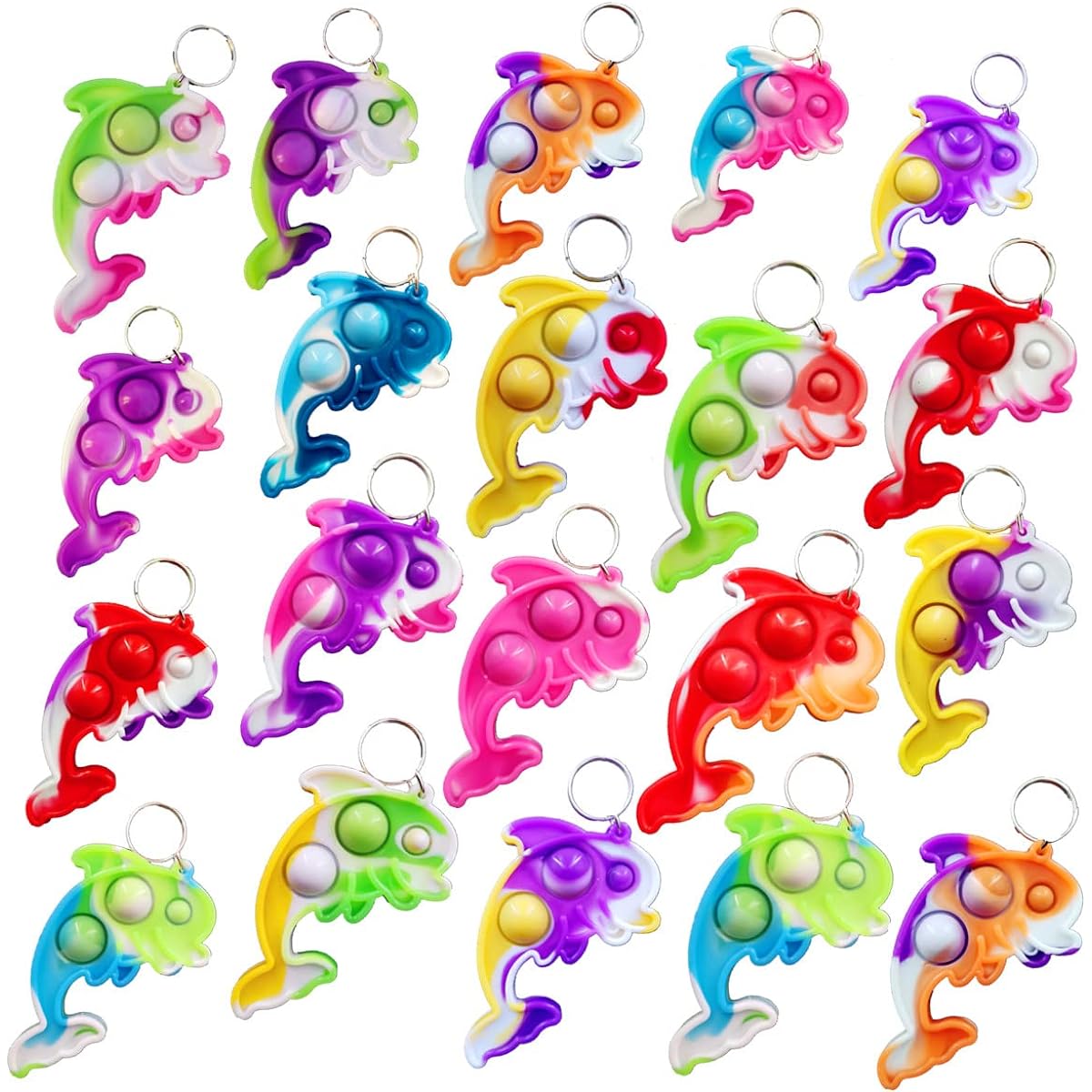 Mini Pop Fidget Keychains for Boys and Girls, Holiday Party Supplies, Student Prize Gifts
