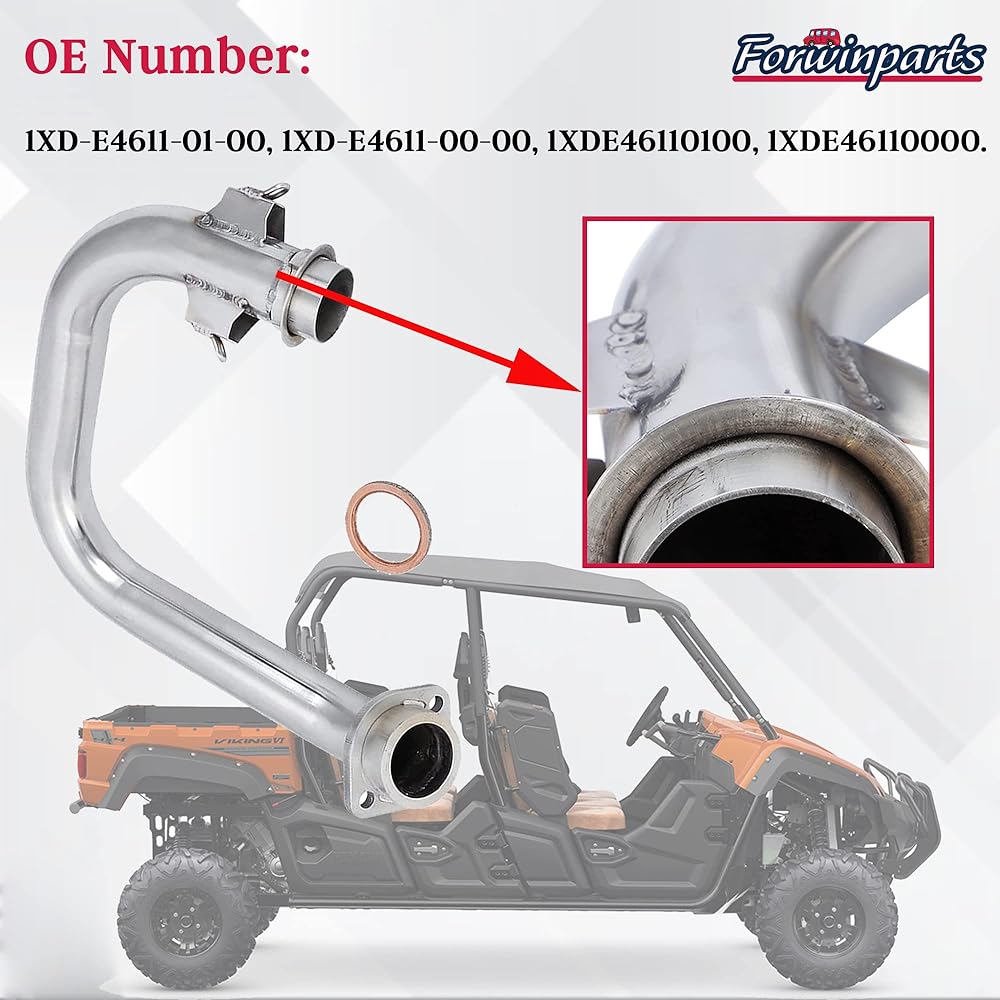 Forwinparts Exhaust Muffler Pipe with Gasket Yamaha Viking 1XDE46110100 1XDE46110000