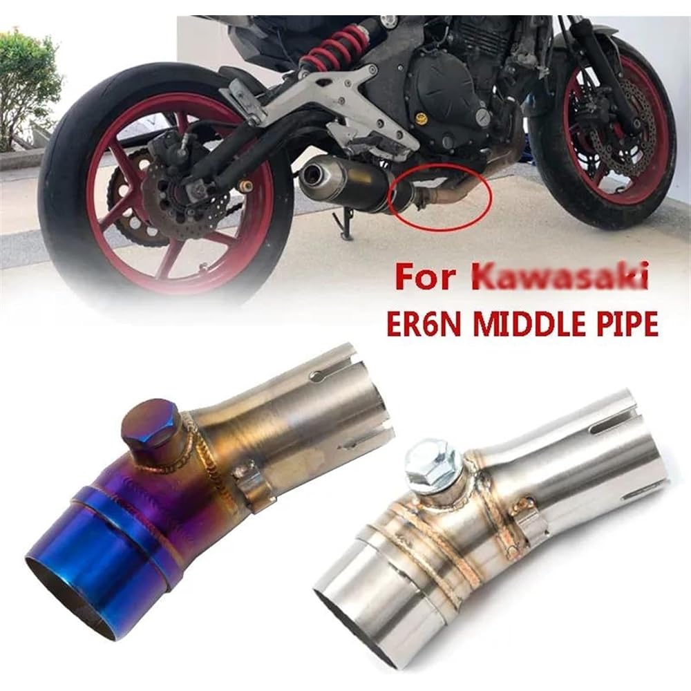 Exhaust Pipe Mid Pipe Fits Kawasaki ER6N Ninja 650F 650 51mm Motorcycle Accessories Exhaust Pipe Muffler Escape Connection Pipe Front Link Pipe Mid Pipe (Color: B)