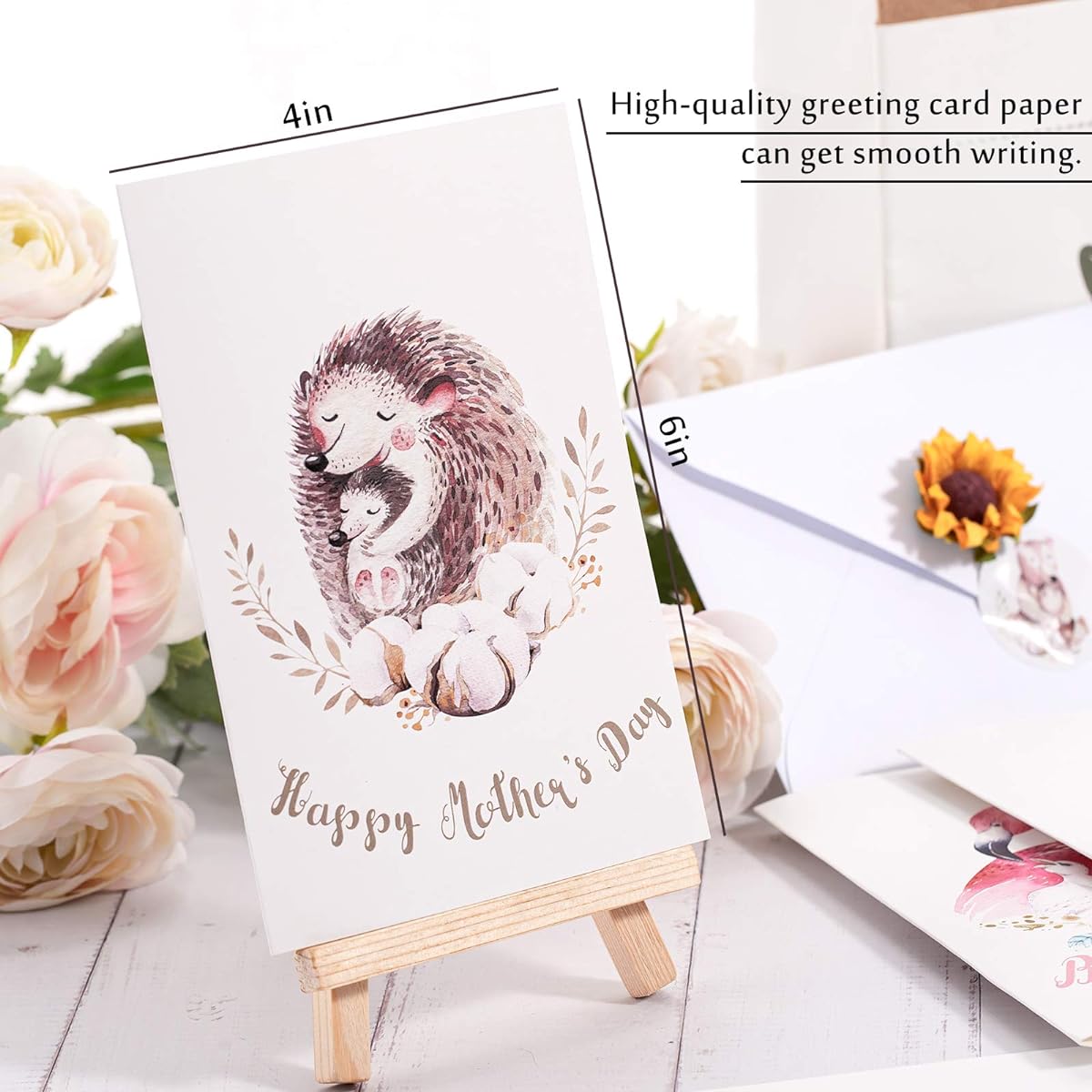 Whaline Mother's Day Cards Assortment, 24 Pack Mother's Day Postcards Animal Greeting Cards with Envelopes and Stickers, 6 Designs, Large Mother's Day Notes, Gifts for Women, 4 x 6 Inch