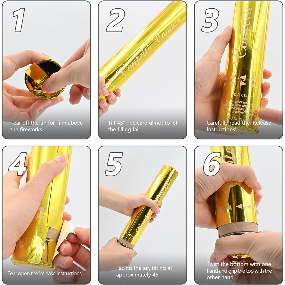 Confetti Cannon 12 Pack Gold Confetti Biodegradable Party Popper Confetti Shooter Confetti Cannon Bulk for Wedding Birthday Graduation Gifts (12 Inch)