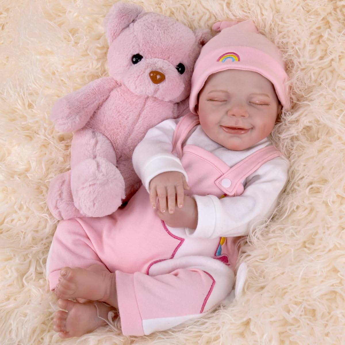Aori Lifelike Reborn Baby Doll 20" Full Body Soft Vinyl Real Life Baby Girl Eyes Closed Realistic Sleeping Toddler Doll with Feeding Kit for Ages 3+