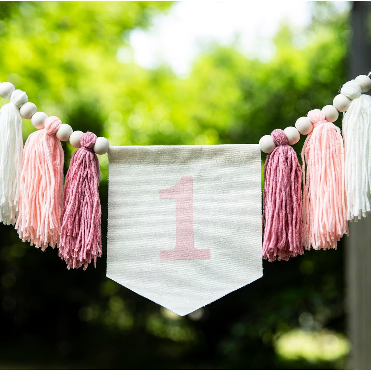 Pink 1st Birthday Banner - Girl's 1st Birthday Decorations, Blush Pink Cake Smash Garland, Boho 1st Birthday Decor, 1st Birthday Tassel Banner, 1st Birthday Photo Booth Props