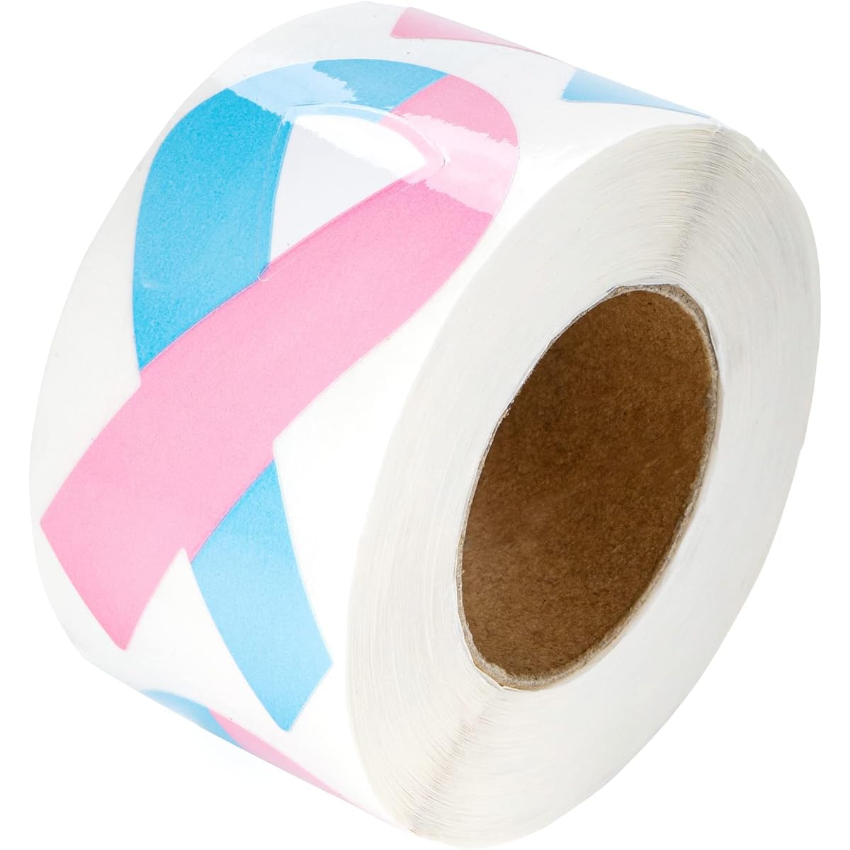 Pink & Blue Ribbon Stickers for Birth Defect Awareness, SIDS Awareness, Male Breast Cancer, Infant Loss, Fundraiser, Gifts, and Giveaways (1 Roll-250 Sheets)