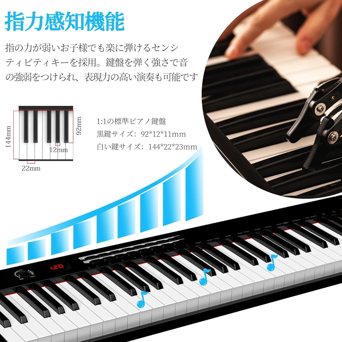 oard, MIDI Compatible, Equipped with Stereo Speakers, Electronic Keyboard, Metronome/Recording/Program Function, Rechargeable, Includes Keyboard Stand, Lesson Mode, Perfect for Practice, Compact, Easy to Carry, Japanese Instruction Manual Included, Black
