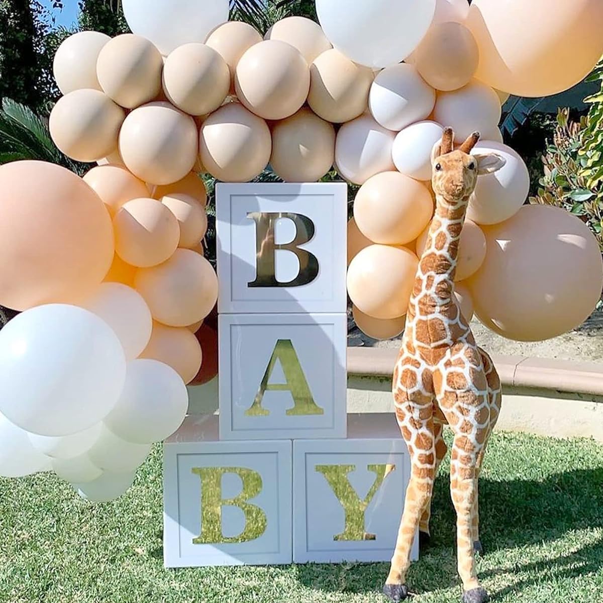 QIFU Baby Shower Decorations Baby Balloon Box Blocks with 30 Letters for Boy Girl 1st Birthday Teddy Bear Baby Shower Bridal Shower Gender Reveal Party Decorations