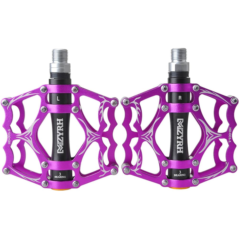 [Jpfashioning] Cross bike pedals, ultra-lightweight aluminum alloy flat pedals, durable, set of 2 (Purple 2)