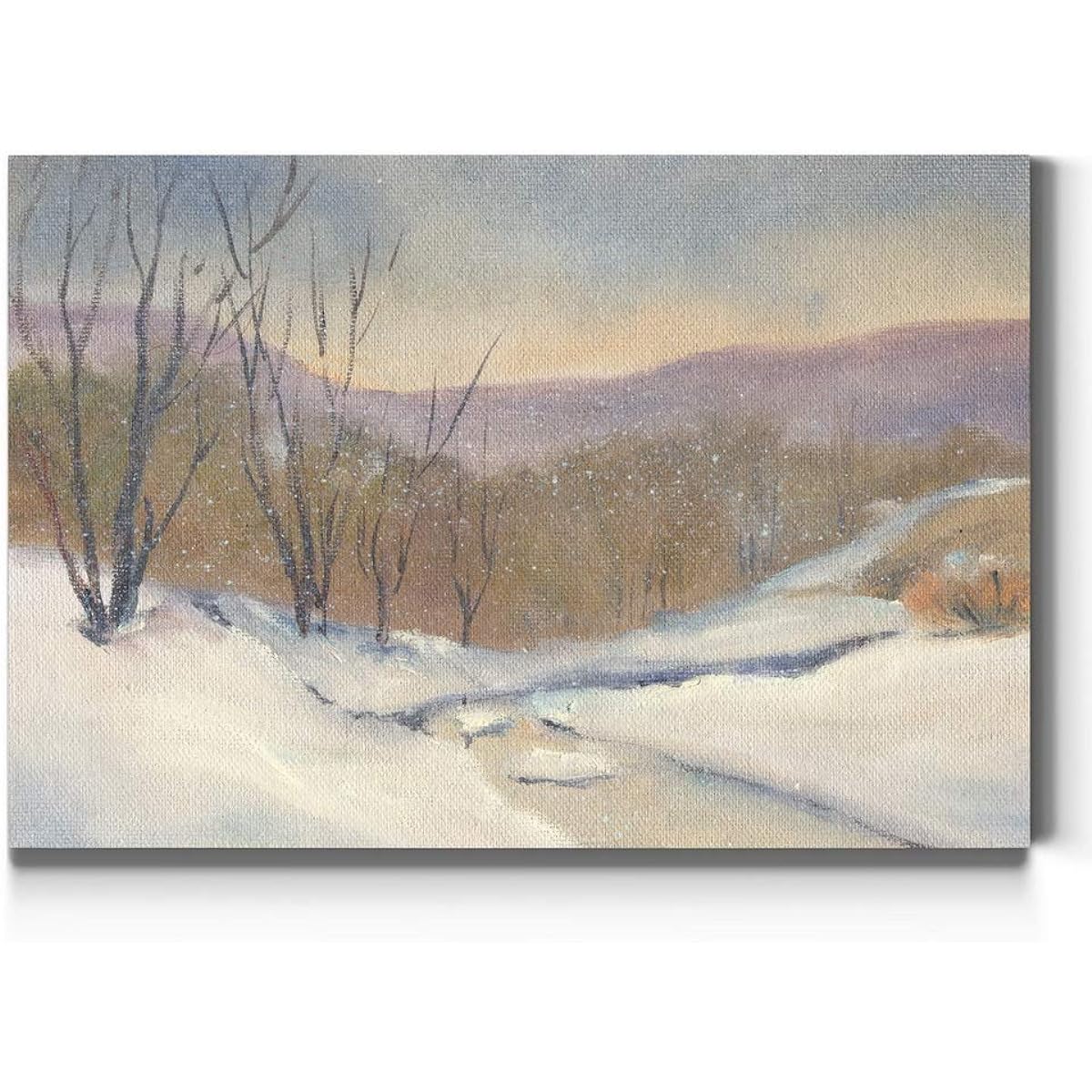 Renditions Gallery Evening Snowfall Wall Art, Snowy White Winter Forest, Peaceful Christmas Decorations, Premium Gallery Wrapped Canvas Decor, Ready to Hang, 8" H x 12" W Made in the USA