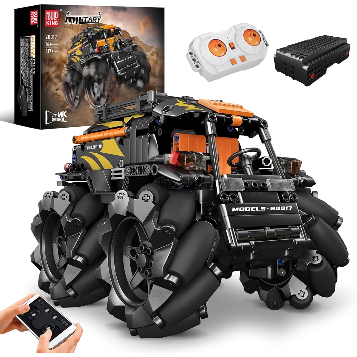 Mould King 20017 ATV Vehicle Building Block Kit All Terrain Wheatwheel Cart Model Kit Remote Control ATV Vehicle for Ages 8+ Adults 617 Pieces