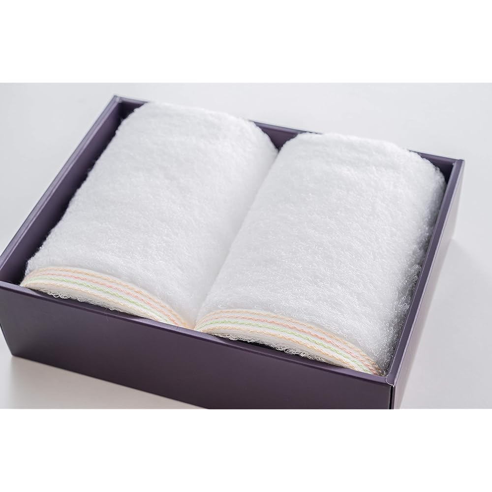 Imabari Towel Gift Sara-la "En-en-" Face Towel 2 Pieces White Made in Japan