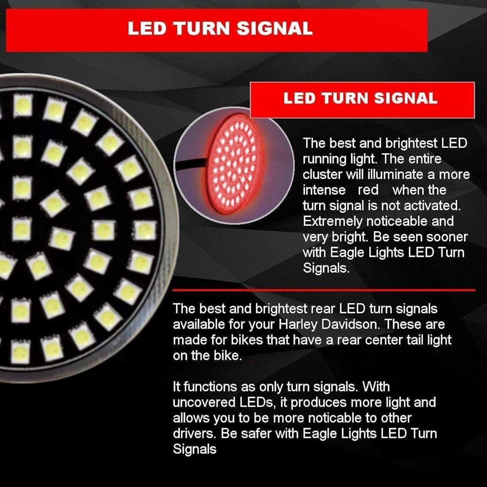 Eagle Lights Generation II Midnight Edition Rear 1156 Red 2" LED Turn Signal Smoke Lens for Harley-Davidson