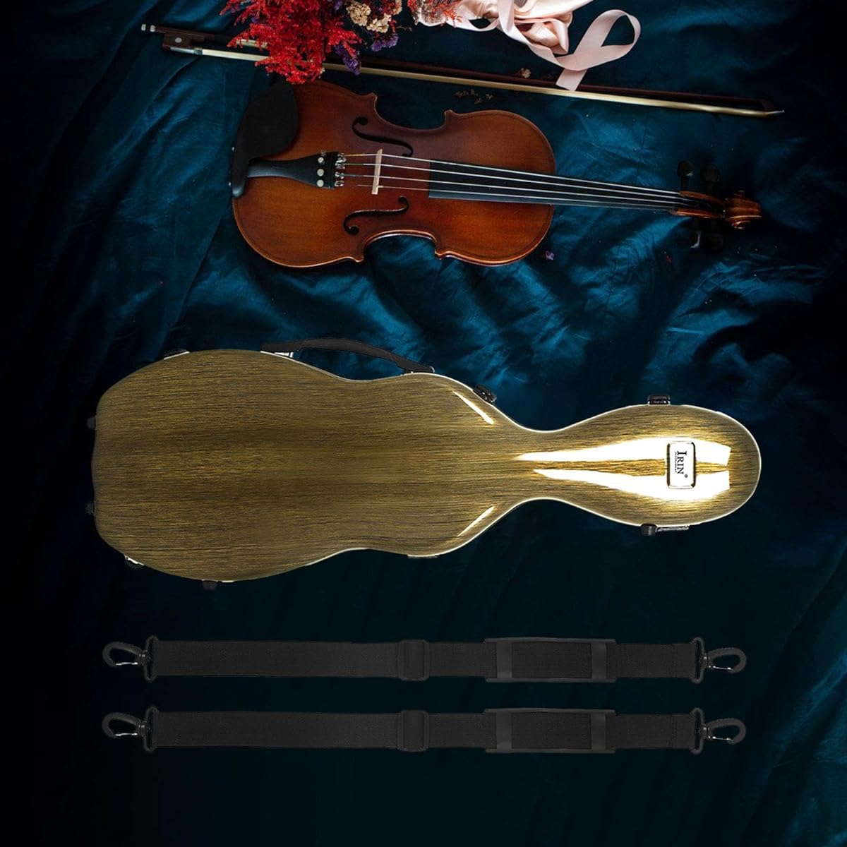 Folpus Violin Hard Case Portable Violin Carrying Bag with Protection and Thermometer Full Size Violin Box for Enthusiasts Gift for Beginners, Brown