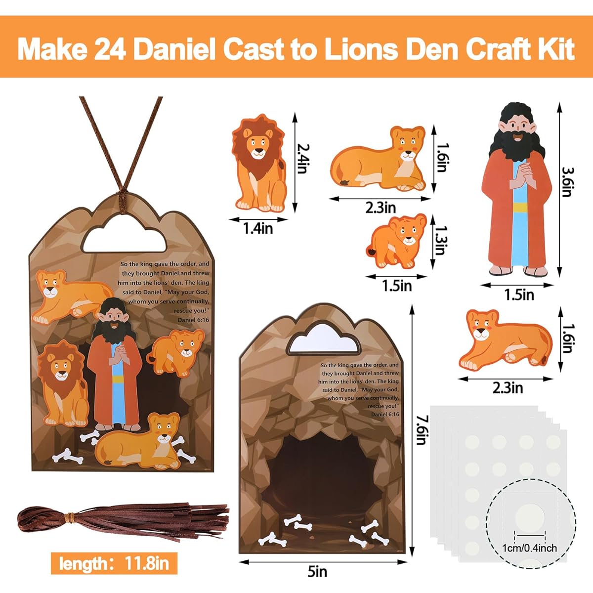 Syhood Daniel in the Lion's Den Craft Kit for Children Sunday School VBS Religious Crafts DIY Christian Bible Craft Kit Kids School Home Christmas Easter Activities Set of 24