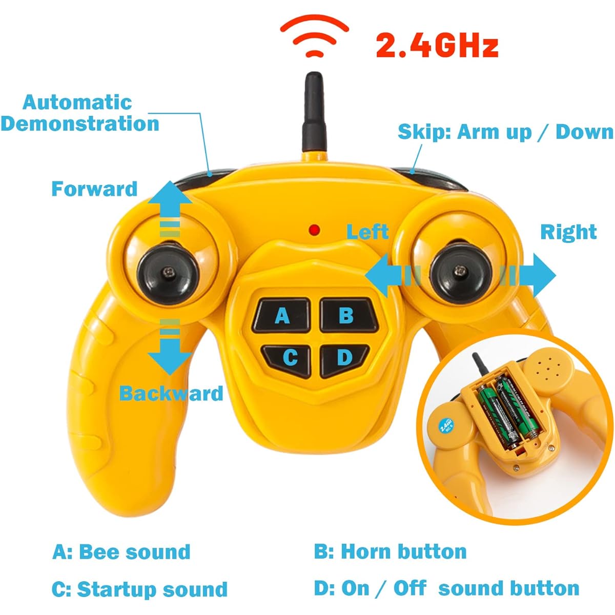HYG Toys Remote Control Bulldozer 1/24 Scale Front Loader Construction Vehicle Tractor for Boys Construction Vehicles 9 Channel Tractor Excavator Toy