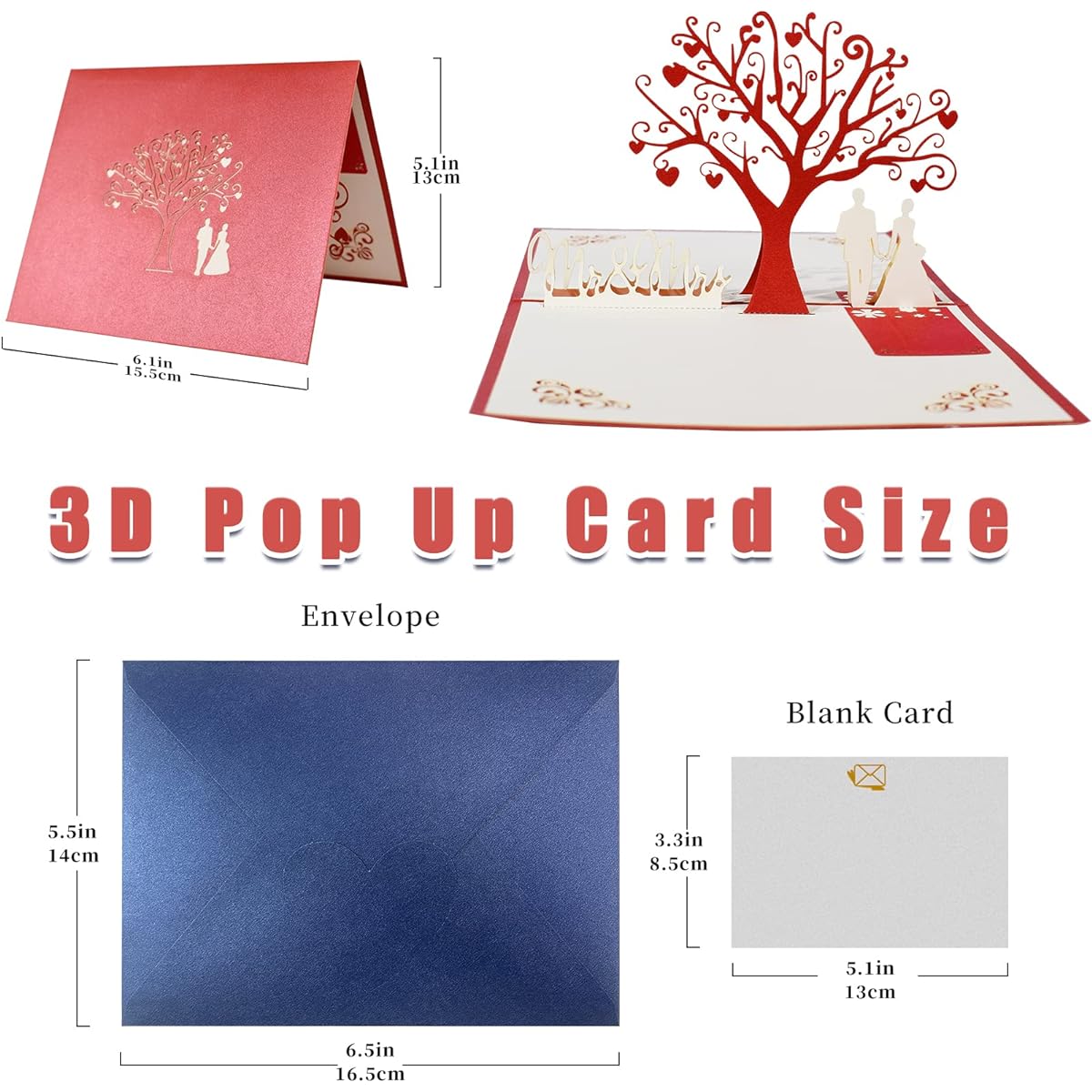 GREETING ART Wedding Pop Up Card - Pop Up Wedding Card for Couples with Envelope - 3D Greeting Card Wedding Party Engagement Card Pop Up Anniversary Card Valentine's Day Card
