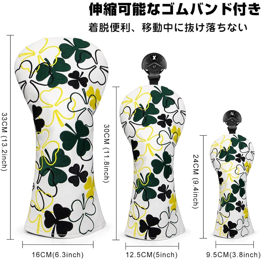 Golf Head Cover Barudan Golf Club Head Cover for Wood Popular Golf Head Cover Lucky Clover Specifications Driver Cover Fairway Wood Cover Utility Cover/Hybrid Cover Blade Head Cover PU Leather Golf Club Set