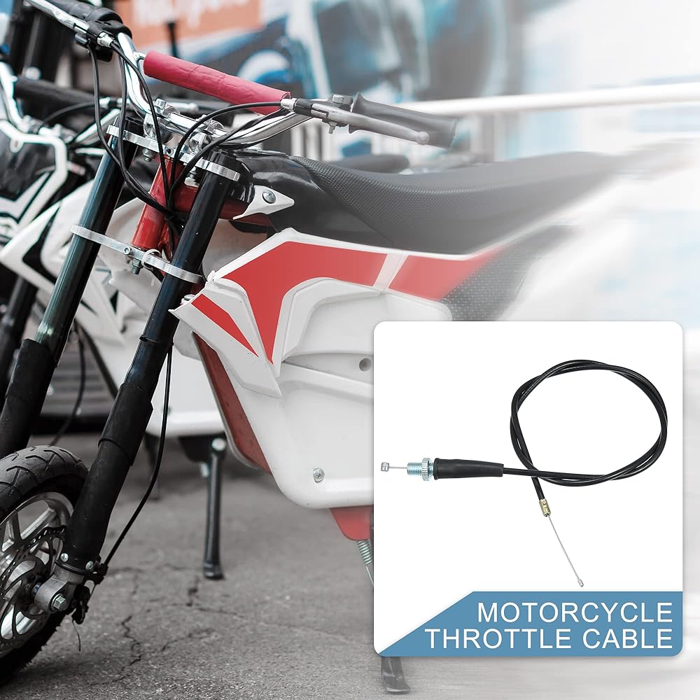 A ABSOPRO Dirt Bike Throttle Cable 35.5 Inch Gas Throttle Cable with Threaded End for SSR Coolster 50cc 70cc 110cc 125cc Dirt Bike Black