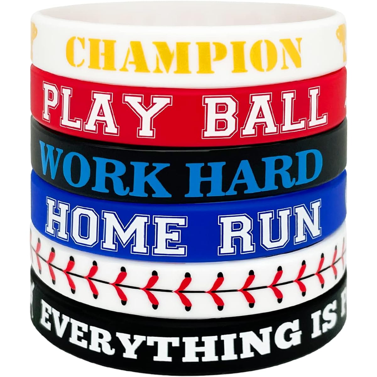 36 Pieces Baseball Silicone Wristband Bracelets – Sports Party Favors Gifts Supplies Decorations