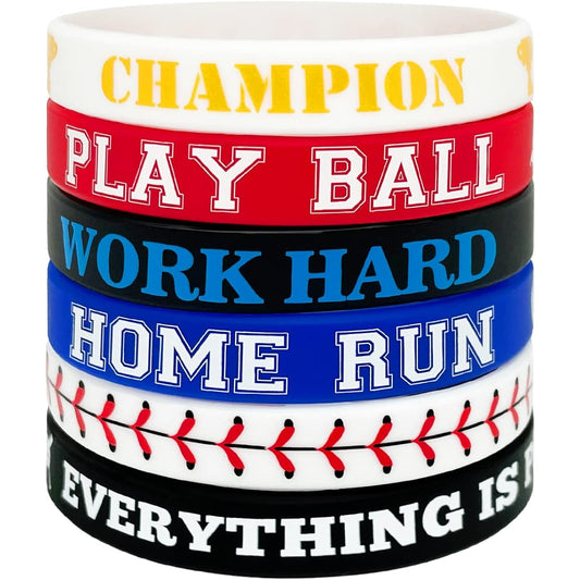 36 Pieces Baseball Silicone Wristband Bracelets – Sports Party Favors Gifts Supplies Decorations