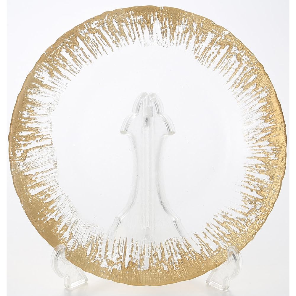 Vetro Felice Large Plate Western Tableware Plate Gold 28cm Set of 4 Happy Glass Flash 349128P