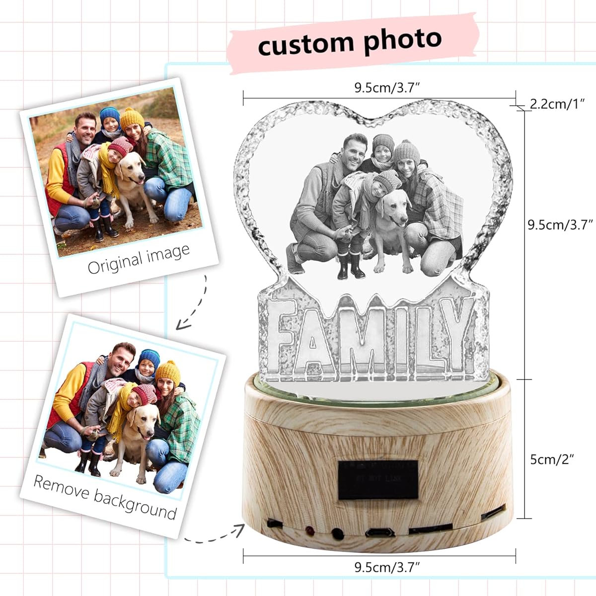 3D Crystal Photo Personalized Gift with Your Own Photo Unique Gift Birthday Gift Anniversary Gift