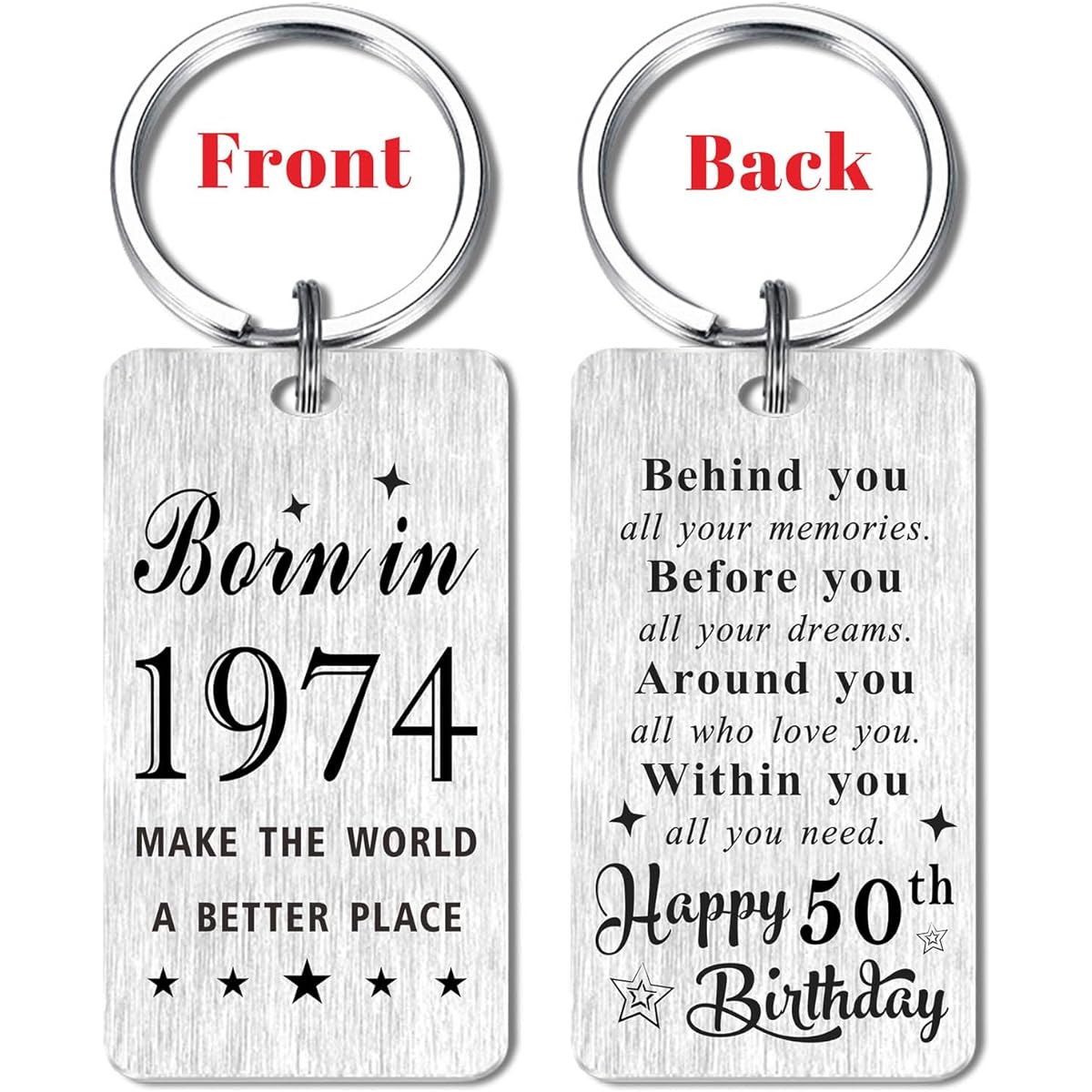 Gezxin 50th Birthday Gift Women Men 50th Birthday Keychain Women Men She Him Happy 1973 Fiftieth Fifty Bday Presents Women Men Women 50th Birthday Gift Ideas, 50 Number, 2*1.1inch
