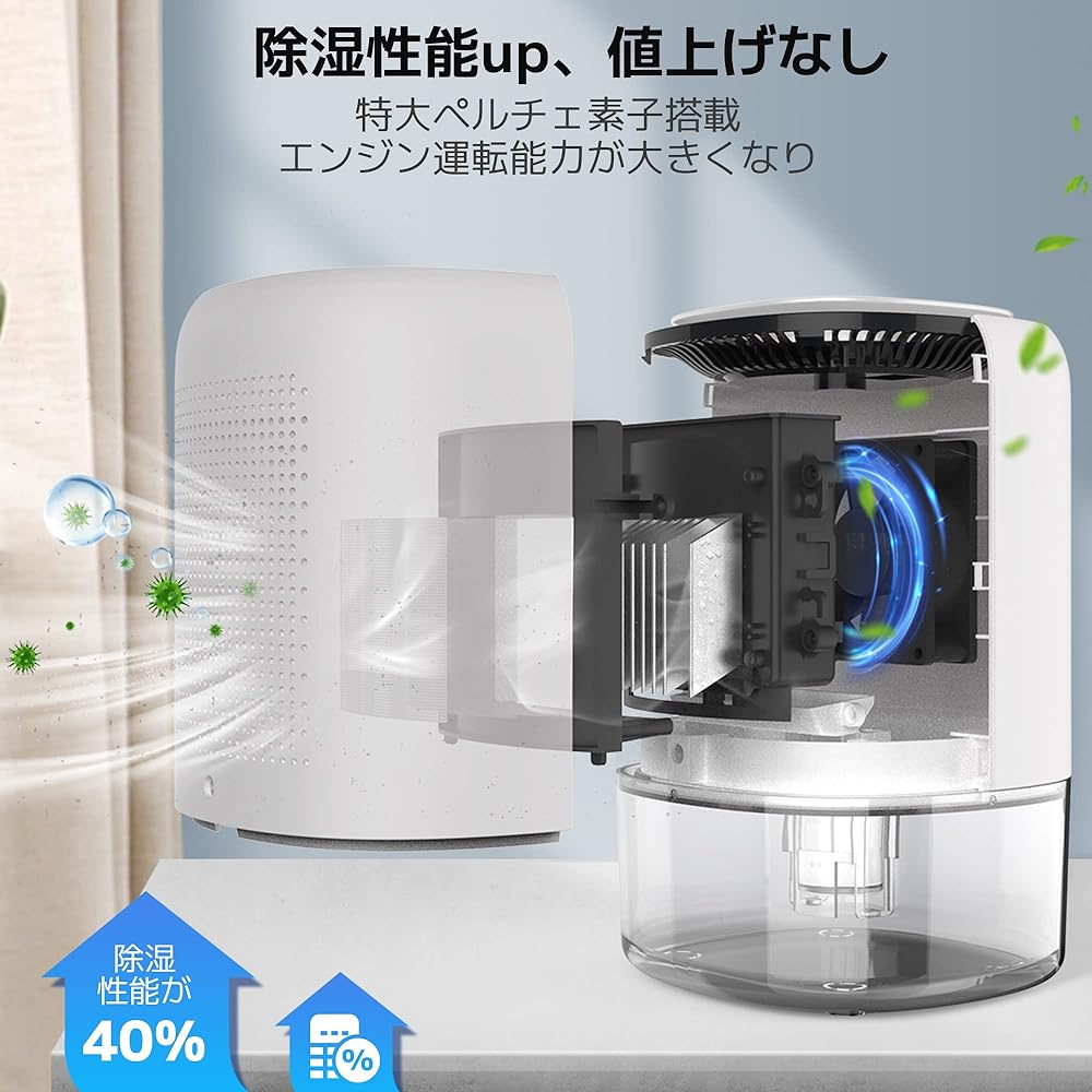 Dehumidifier, Small Size, Strong Dehumidifier, 59.2 fl oz (1,500 ml), Compact, 7 Color Lights, Silent, Energy Saving, Deodorizing, Moisture & Rainy Season Protection, Condensation, Mildew Prevention,