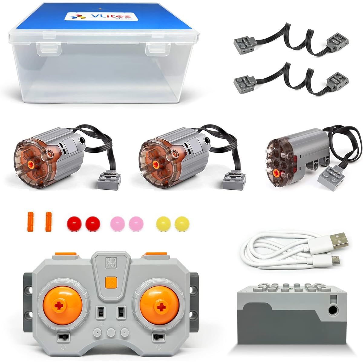 Technology Power Functions Motor Remote Control Set XL Motor Servo Motor Motor Extension Cable App Control Programmable Compatible with Lego (DLZ01)