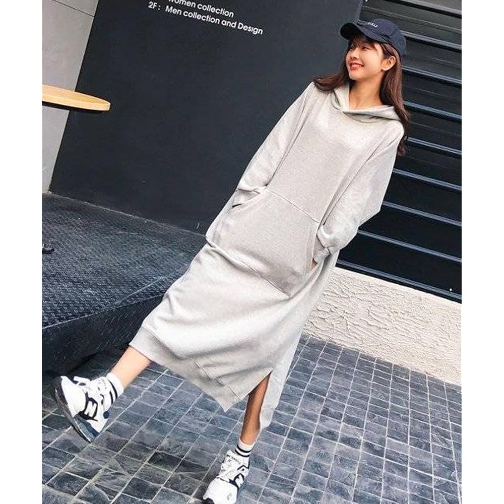 [Luxe Relax] Long Parka Loose Sweatshirt Casual Cute Warm Spring Autumn Dress Women's 04