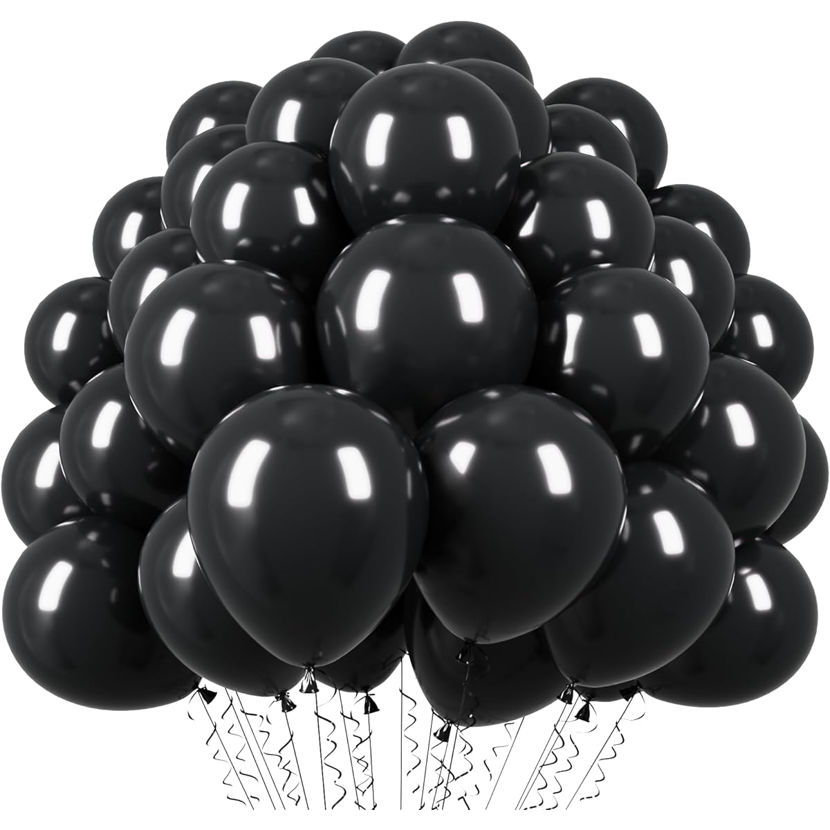 Kipommic 110pcs Black Balloons 12 Inch Matte Black Latex Party Balloons for Graduation Wedding Birthday New Year Baby Shower Anniversary Holiday Party Decorations