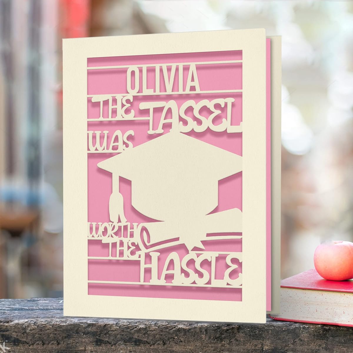 Personalized Graduation Cards for Him Daughter Son Graduate Student Friends Celebration Laser Paper Cut Class of 2022 Greeting Card with Envelope and Name (Pink)