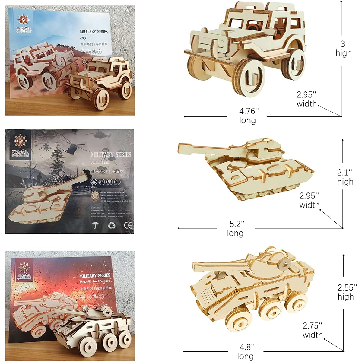 3D Wooden Puzzle - 6 Piece Set Wooden Car Brain Teaser Puzzle - DIY Building Car Construction Model - Wooden STEM Toys Gifts for Kids and Adults, Teens, Boys and Girls