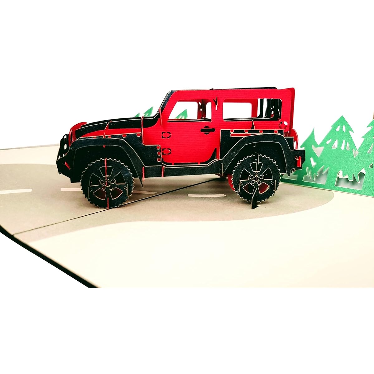 iGifts And Cards Adventure Awaits Red Jeep 3D Pop Up Greeting Card - Happy Birthday, Congratulations, Father's Day Gift, Retirement, Exciting, Cool Journey, Cheerful, Celebration, Fun, Mountain